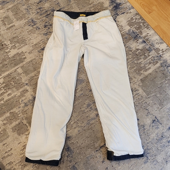 Lands' End Lined Cargo Jeans Darkwash Straight 7 Pockets Size 14 - Picture 2 of 16